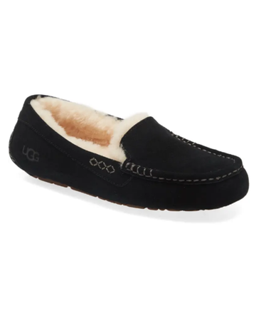 UGG 1106878 Black Ansley Slipper with Fur Trim mysellfingerie.com